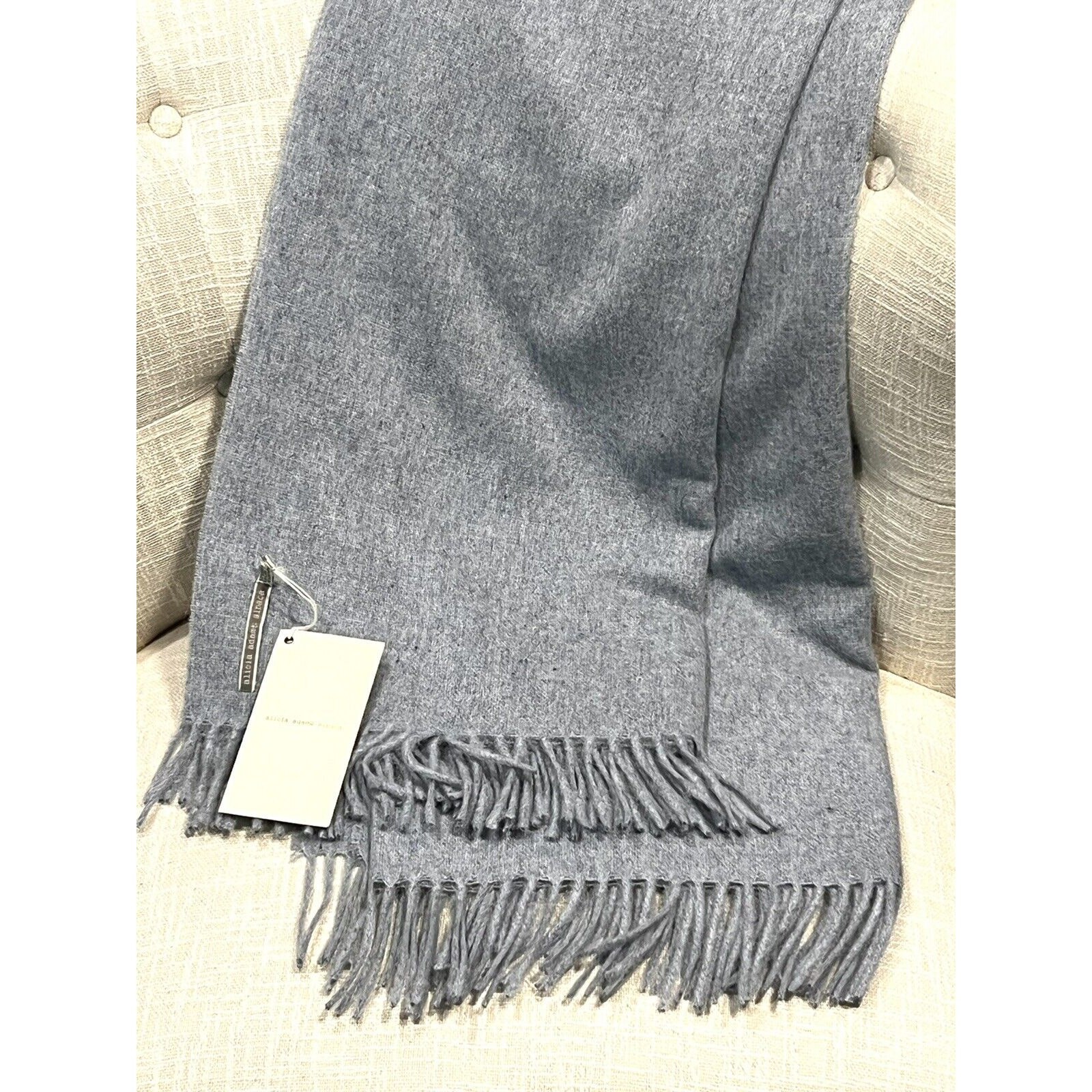 Alicia Adams Alpaca Wool Blend Patmos Throw Blanket Light Blue 51” X 71” gallery