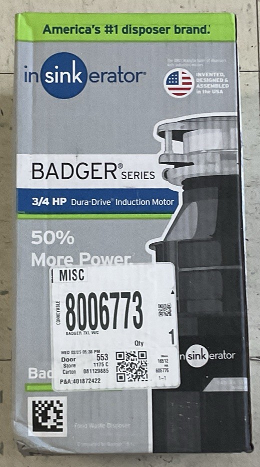 InSinkErator Badger 7XL Continuous feed 3/4-HP Garbage Disposal - New! gallery