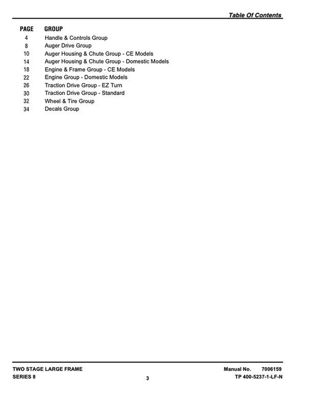 Parts Manual Snapper Two-Stage Large-Frame Snow Thrower Series 8 gallery
