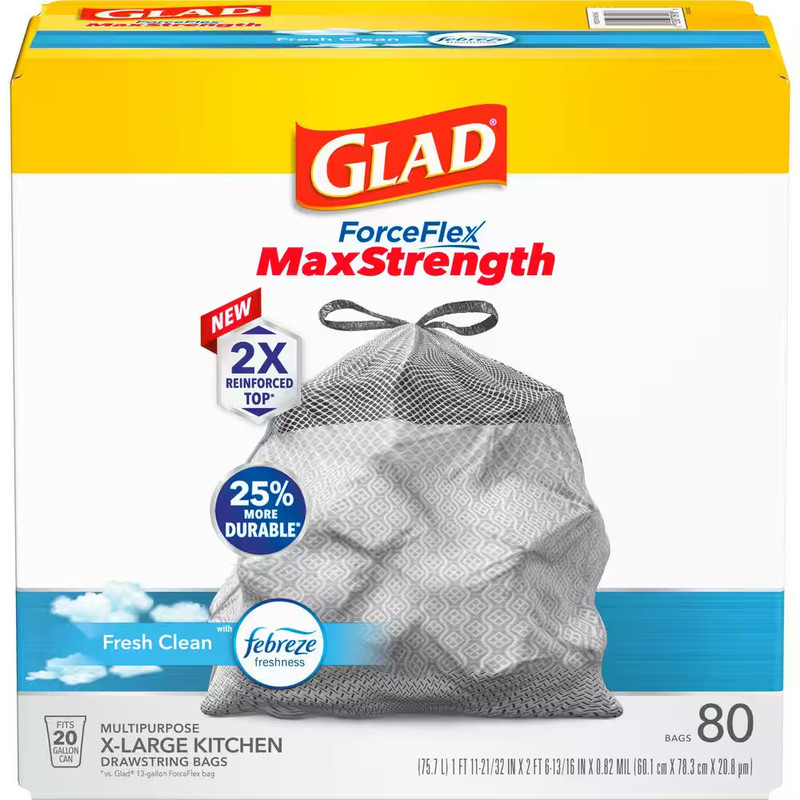 Forceflex Maxstrength 20 Gal. Drawstring X-Large Kitchen Fresh Clean Scent with gallery