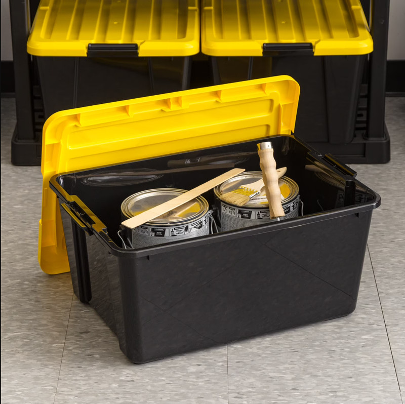 45 Qt Storage Bins With Lids Stackable Heavy Duty Plastic Tote 4 Pack gallery