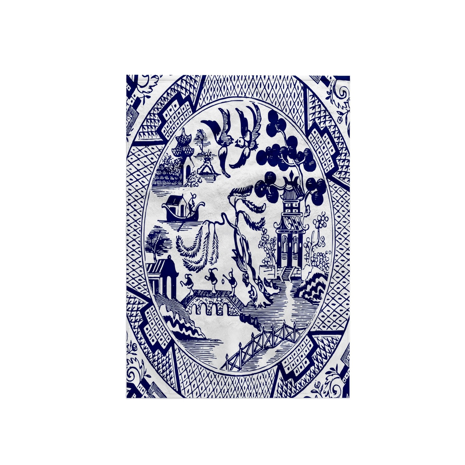 3dRose Willow Pattern Detail in Blue and White Towel, 15" x 22" gallery