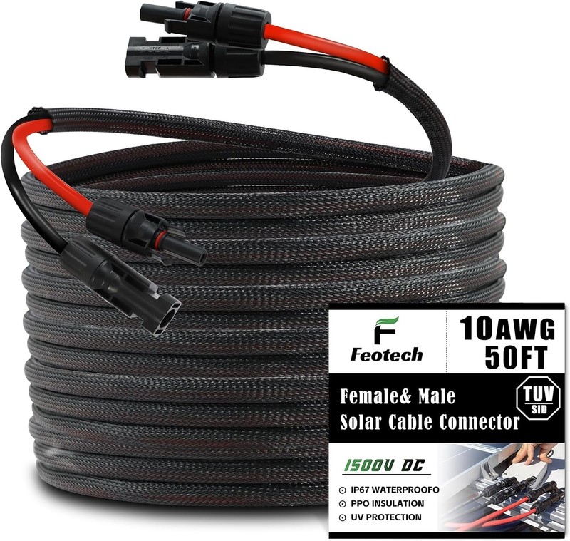Durable 50FT Solar Extension Cable with Versatile Connectors - 10AWG Design gallery
