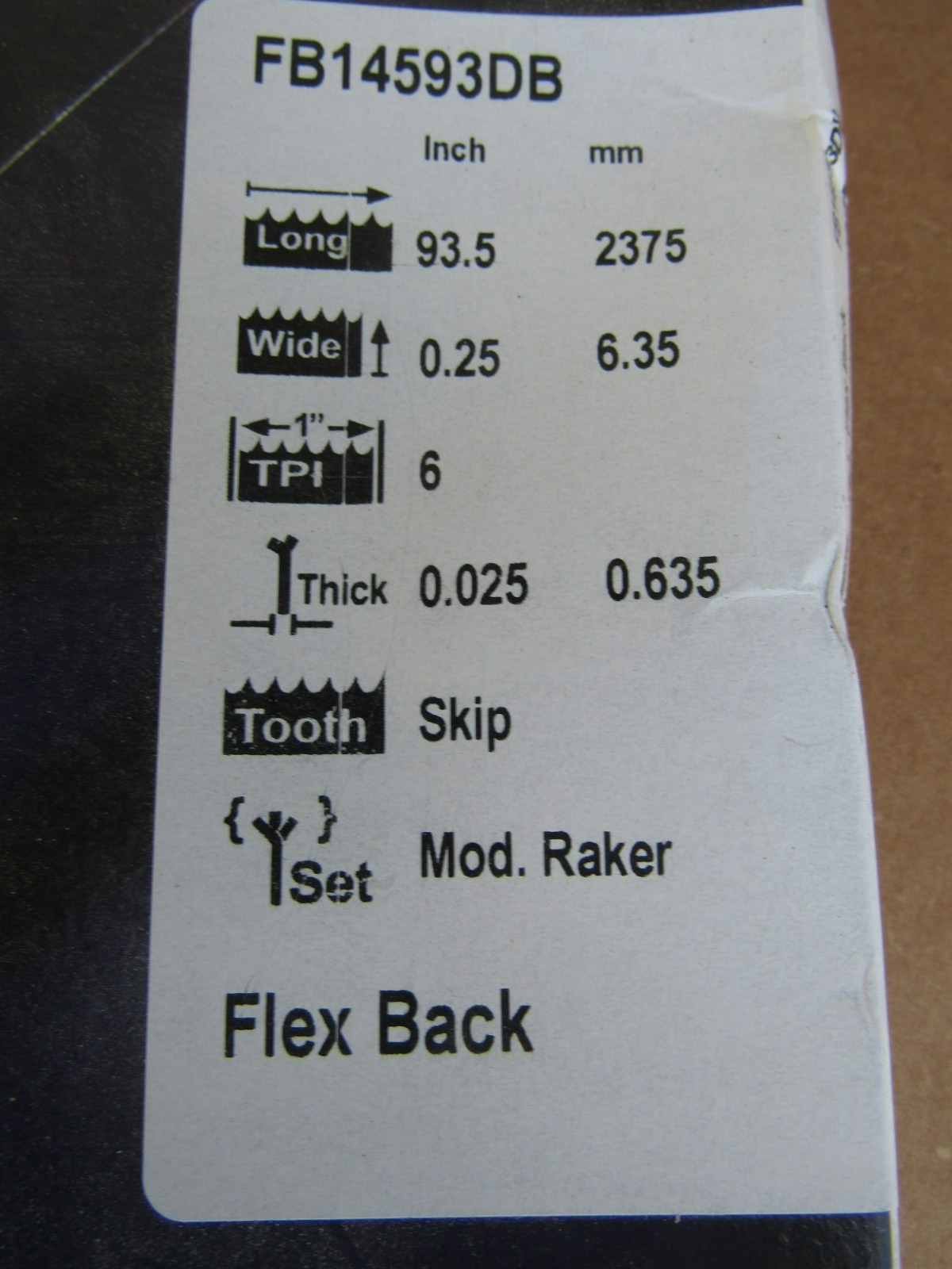 Olson 93-1/2'' x 1/4 In. 6 TPI Skip Flex Back Band Saw Blade ROKWELL 14'' gallery