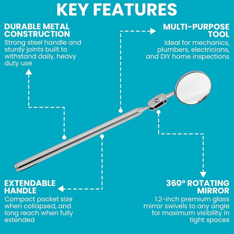 2-Pack Telescoping 1.2 inches (diameter) x 21 (length), Mirror gallery