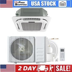 ✅12000 BTU Ceiling Cassette Mini Split Air Conditioner Cooling & Heating R454B
