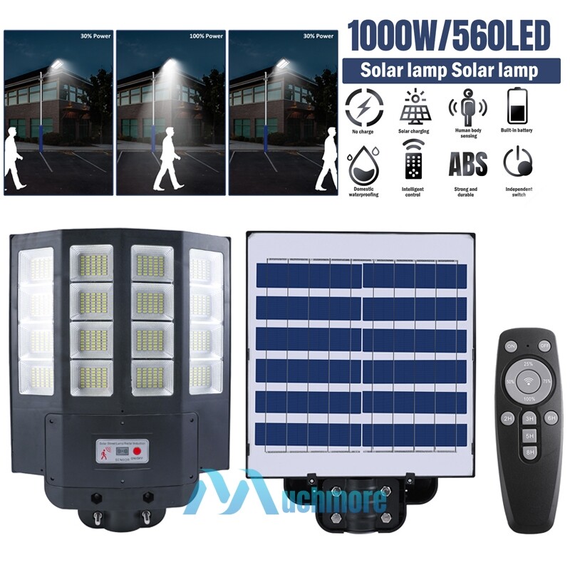 1500W LED Solar Street Light Waterproof Motion Sensor Parking Lot Light w/ Pole gallery