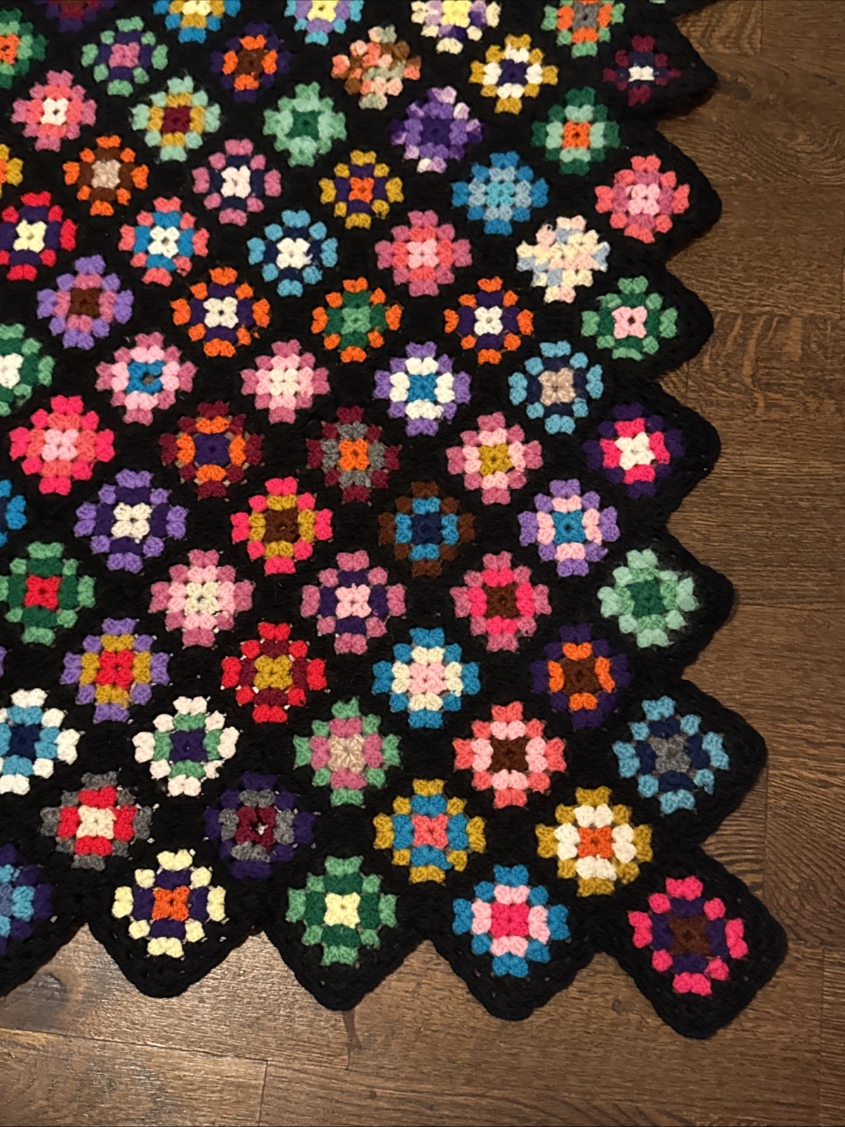 Handmade Granny Square Crochet Blanket Afghan Colorful Vintage Style Throw 48x70 gallery