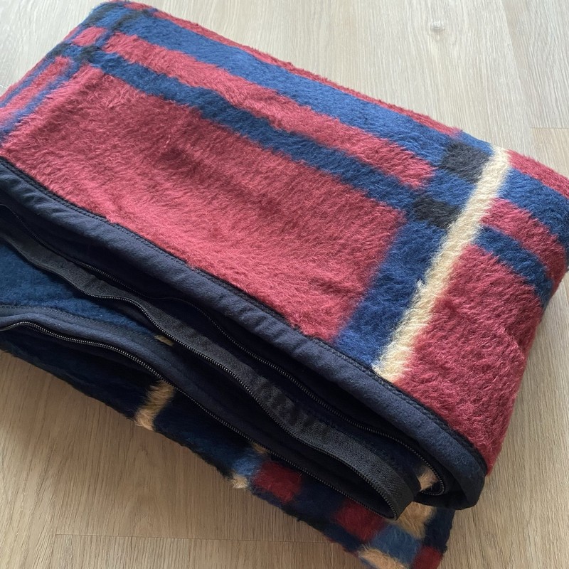 Biederlack Cuddle Wrap Blanket Stadium Wearable Red White Blue Plaid EXCELLENT gallery