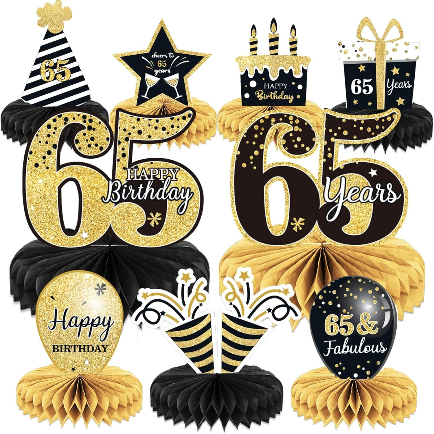 9 Pieces 65Th Birthday Decorations 65Th Birthday Centerpieces for Tables Decorat gallery