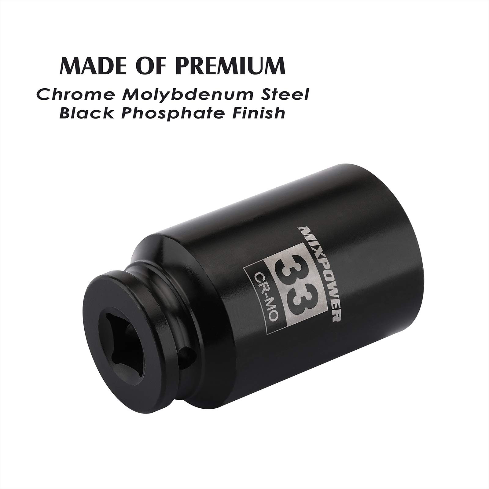 MIXPOWER 1/2" Drive Deep Impact Socket, CR-MO, 33 mm, METRIC, 6 Point, 33mm gallery