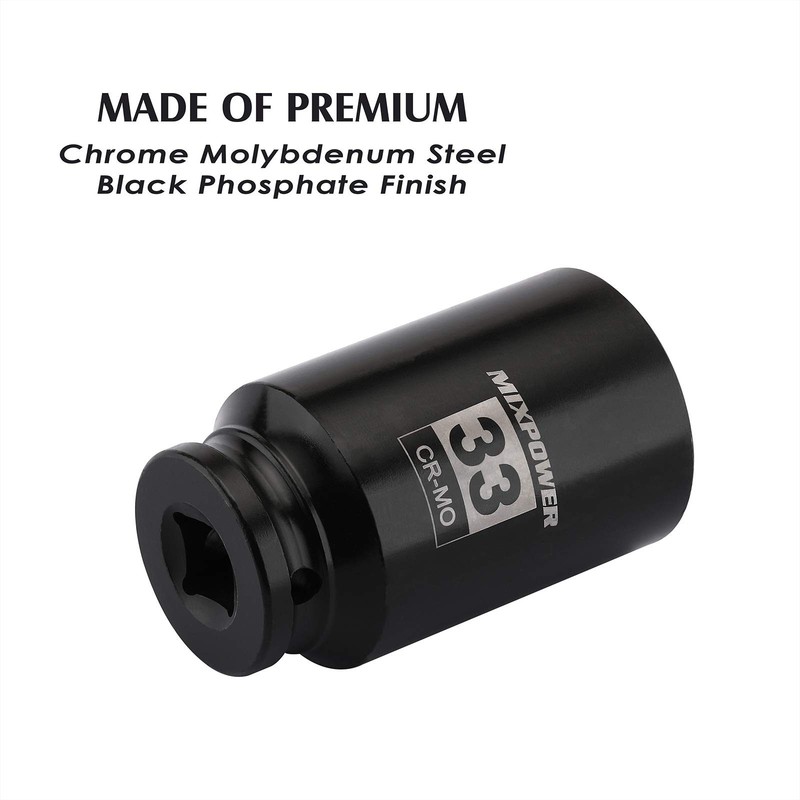 MIXPOWER 1/2" Drive Deep Impact Socket, CR-MO, 33 mm, METRIC, 6 Point, 33mm gallery