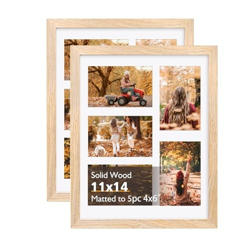 11x14 Collage Picture Frame Solid Wood frames for 5Pcs 4x6 11 x 14 in Natural gallery