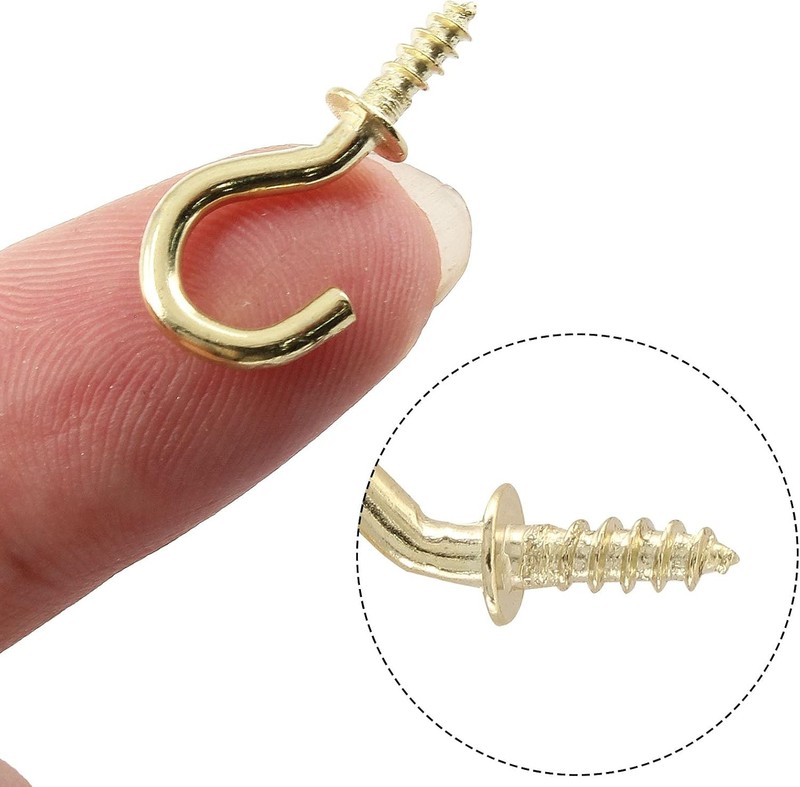100Pack 1/2 Inch Mini Cup Hooks Gold Ceiling Screw-In Hooks Hanging Jewelry Mugs gallery