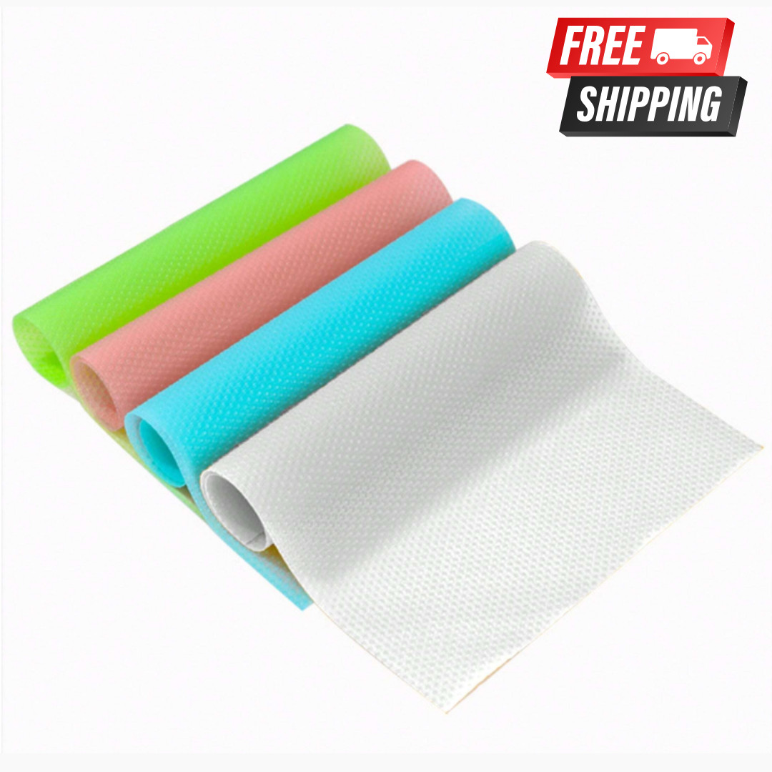 4pc Fridge Liners and Drawer Mats Washable Waterproof Refrigerator Shelving Pads gallery