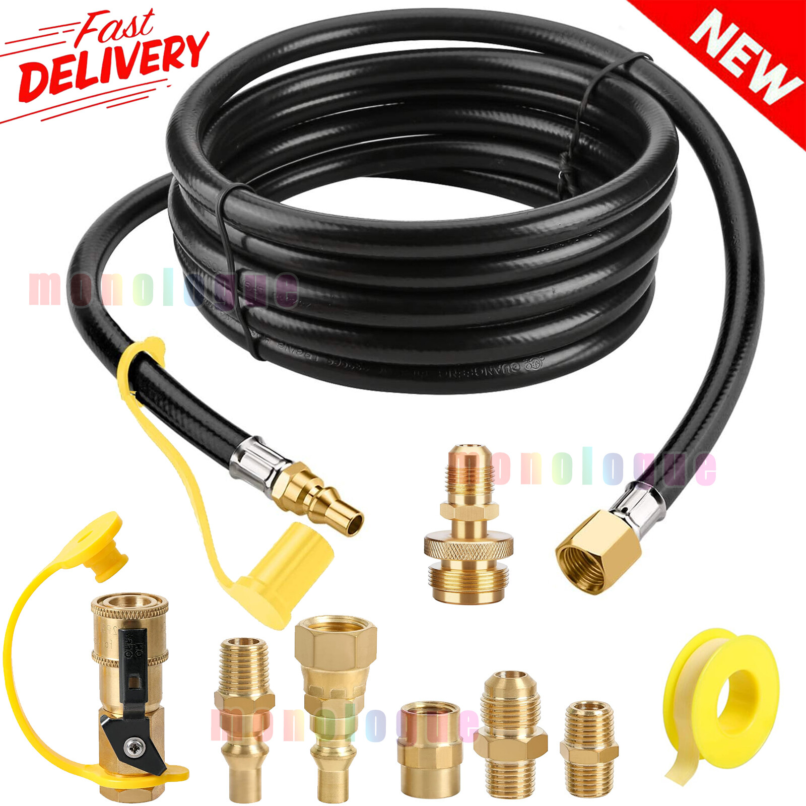 1/4" Quick Connect Hose/ Fitting, 12 Ft Propane Quick Connect Hose for RV to Gas gallery