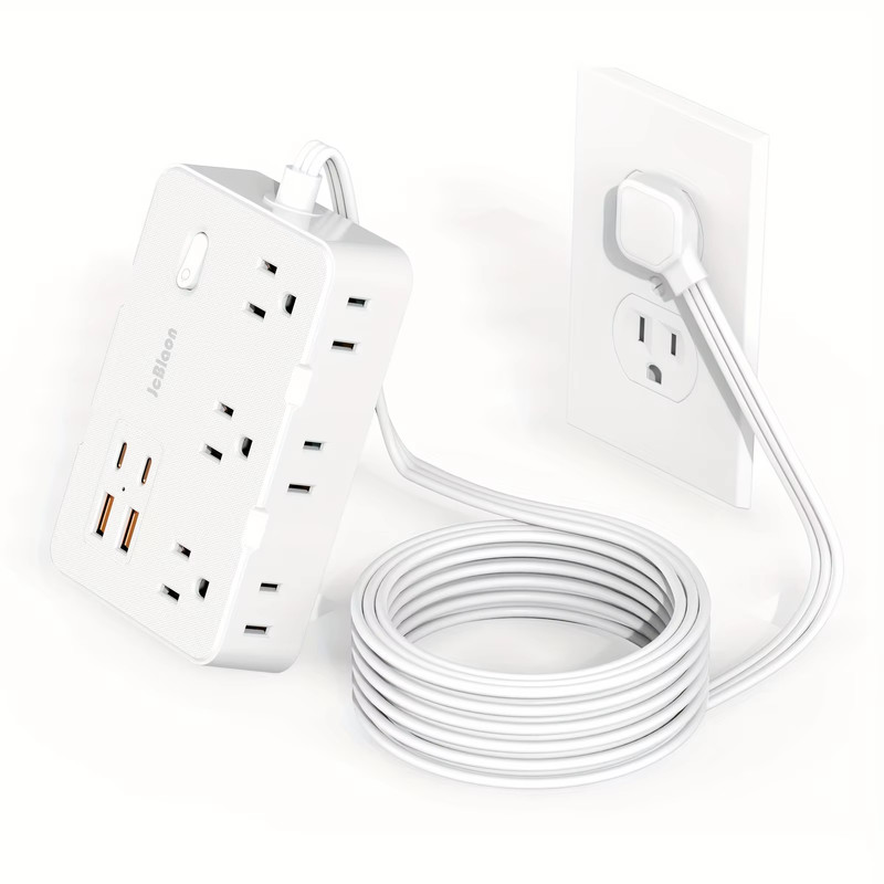 Ultra Thin Flat Plug Extension Cord with 4 USB Ports(2 USB C), 5Ft Surge Protect gallery