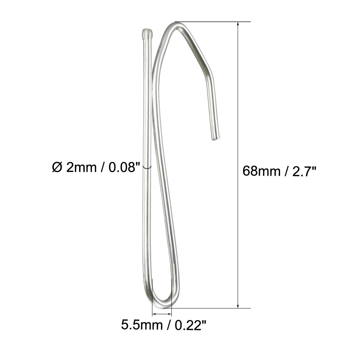 60Pcs Curtain Hooks Pin-On Drapery Hook Zinc Plating Long Shanks 2.7" gallery