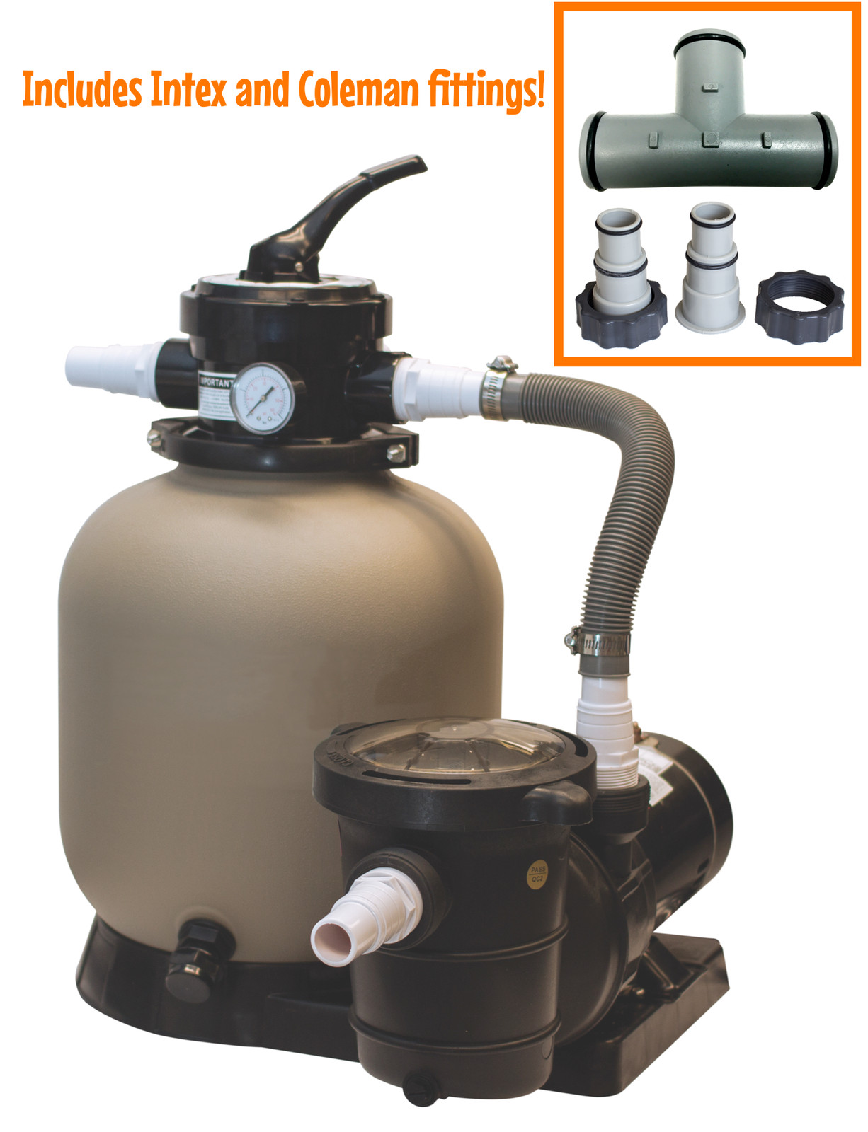 Replacement Intex and Coleman Pool Sand Filter System with 1 HP 2 Speed Pump gallery