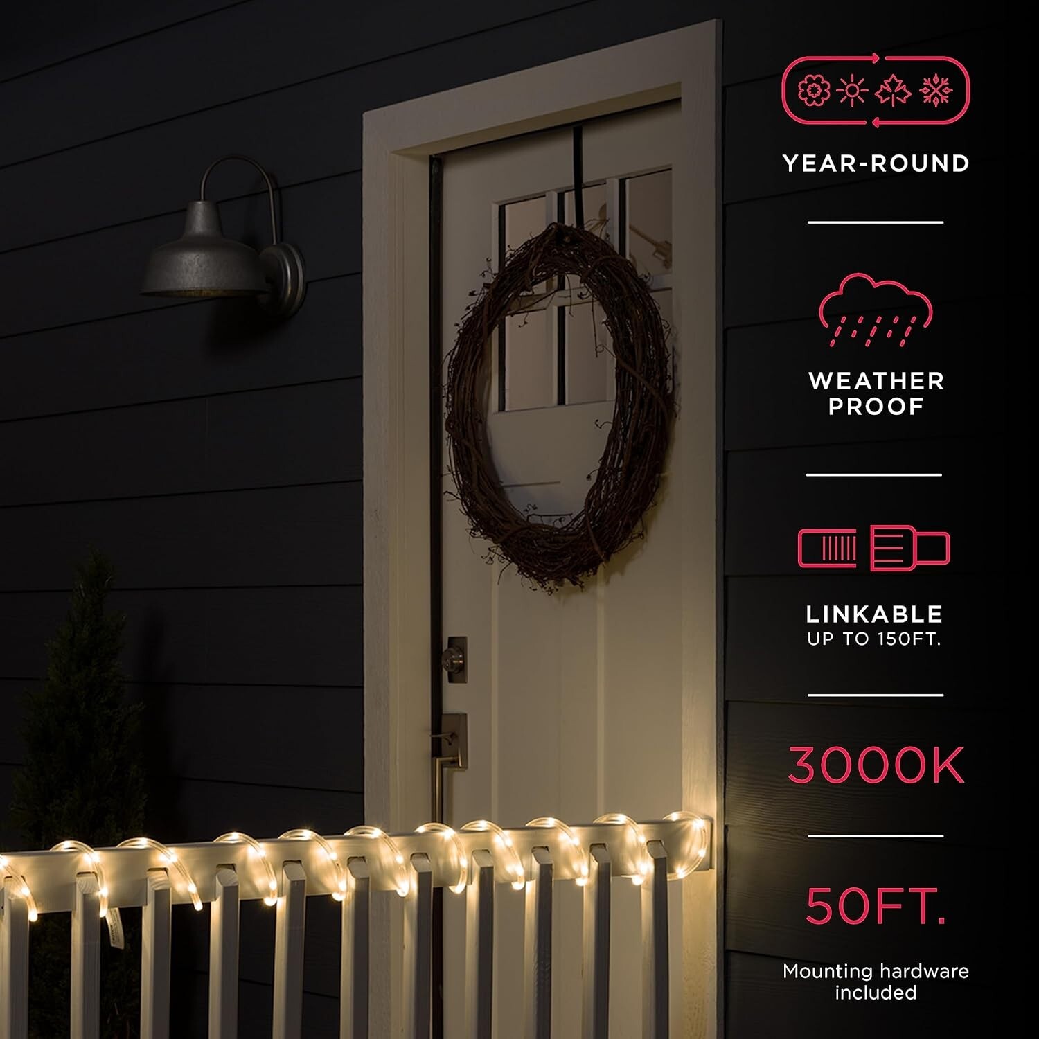 Ultra Pro Escape 50ft Clear LED Rope Light 3000K UltraPro Landscape Outdoor NEW gallery