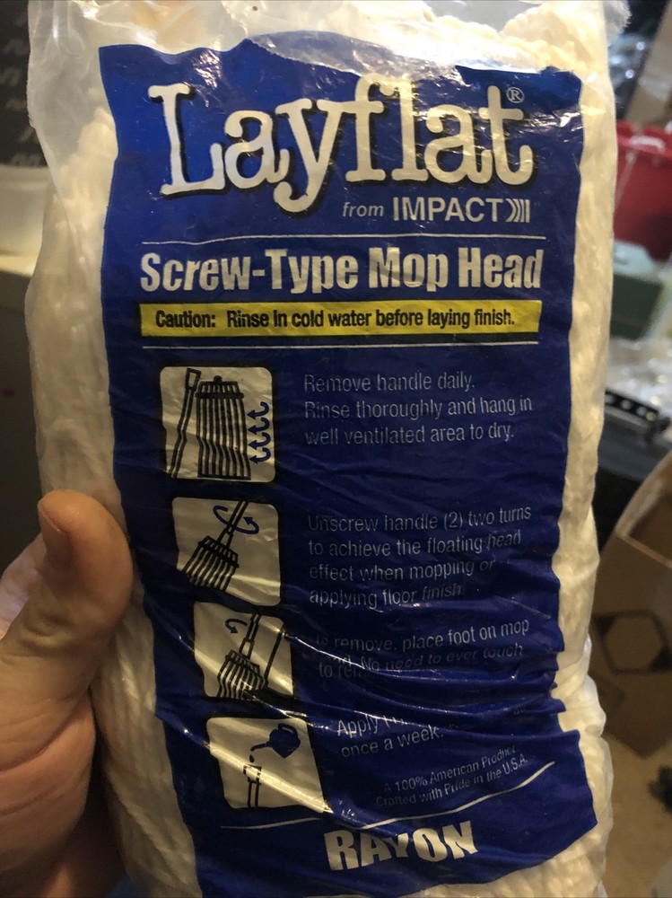 Impact 61124 Layflat Screw-Type Regular Cut-End Rayon Wet Mop Head, 24 oz, White