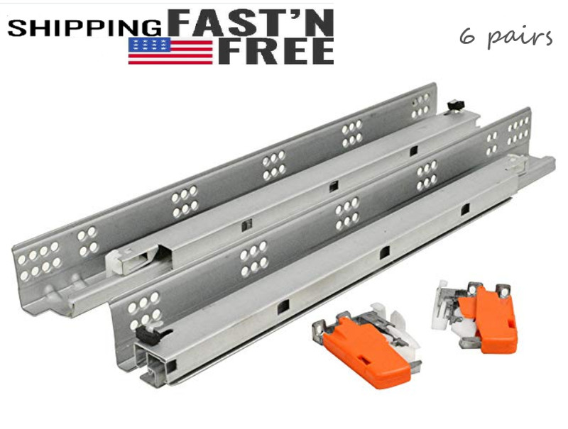 SILVERLINE Undermount Drawer Slide 75 lb Soft Closing Full Extension 6 Pairs gallery