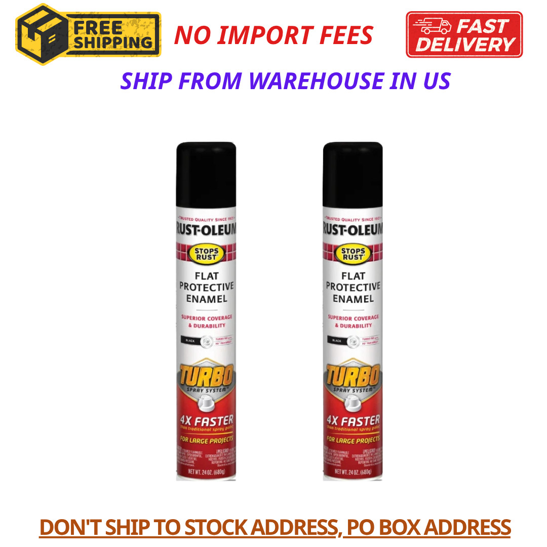 (2 Pack) Rust-Oleum Stops Rust Turbo Spray Paint, Flat Black, 24 oz, Fast Cover gallery