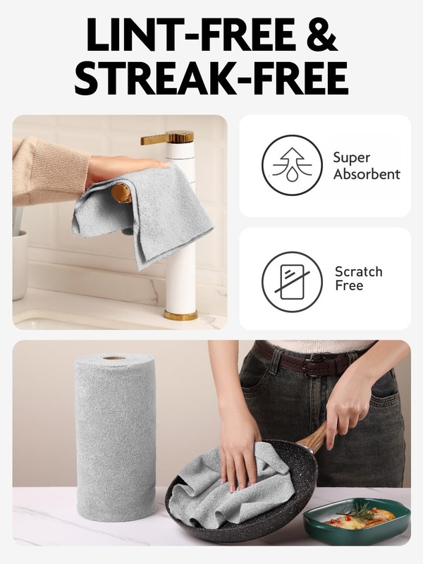Microfiber Cleaning Cloth Roll -75 Pack, Tear Away Microfiber Towels, 12" x 1... gallery