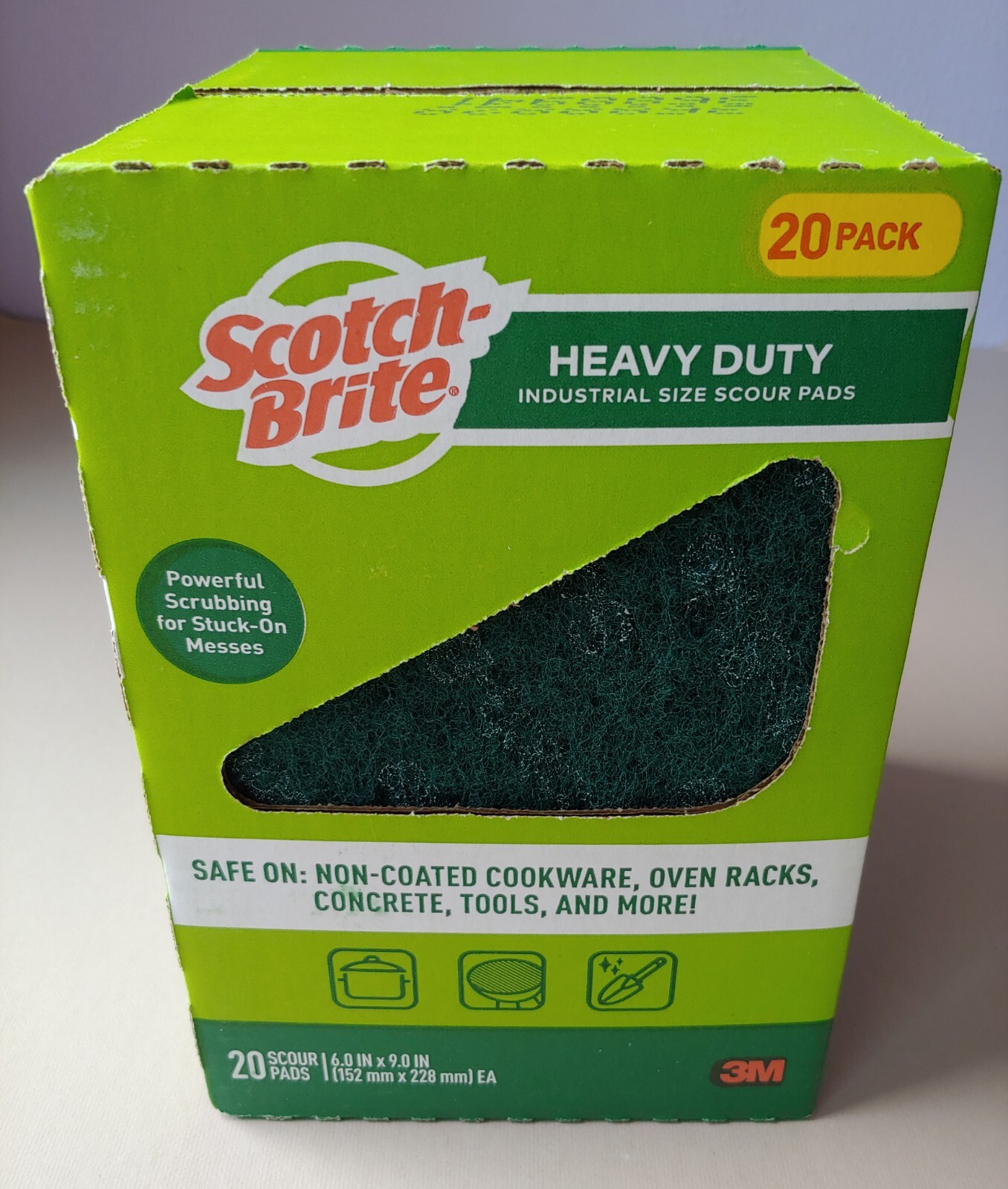 3M Scotch-Brite Green Score Pads Heavy Duty Industrial Size 6"x9" 20pads gallery