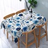 Blue White Floral Rectangle Tablecloth 54" x 72", Polyester Waterproof Reusab... gallery
