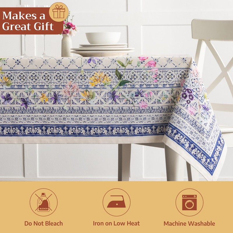 Table Cloth Rectangle Table 100% Cotton 60 x 90 Inches Tablecloth Reusable De... gallery