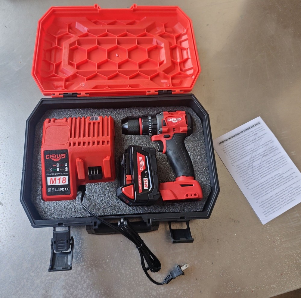 Cordless Brushless Electric Drill Driver w/ Battery & Charger - Clearance Sale