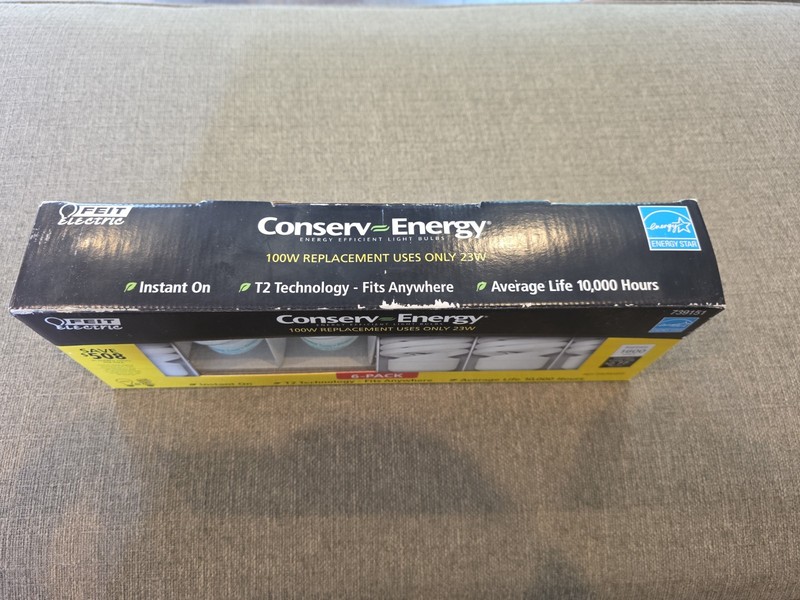 Feit Electric Lightbulbs 6 Pack CFL Eco Bulb Warm 1600lm 100w Runs 23w Save $ gallery