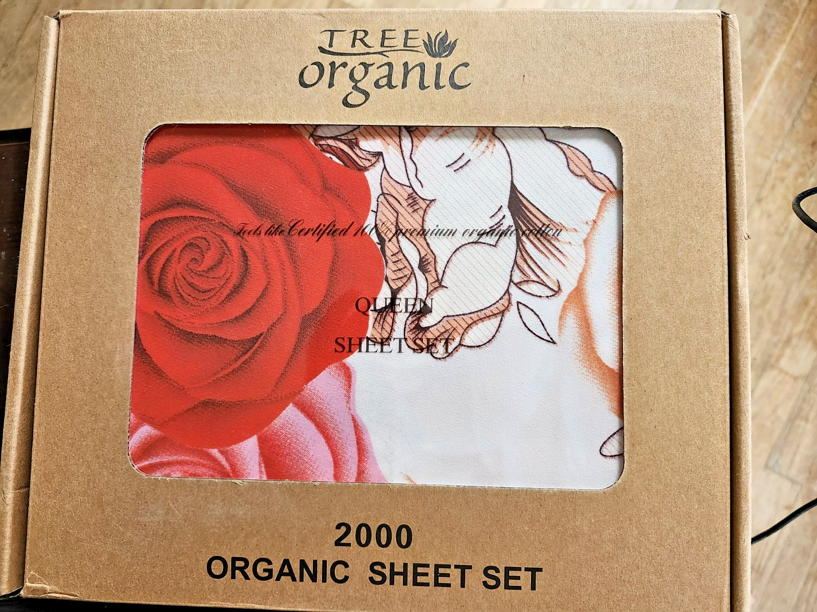 Tree Organic Queen 2000 Organic Sheet Set Pink flowers 4-Piece Set gallery