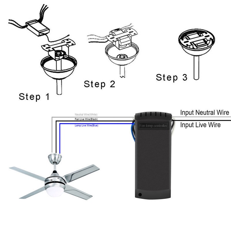 Universal Ceiling Fan Lamp Light Remote Control Receiver Kit Timing Wireless 15M gallery