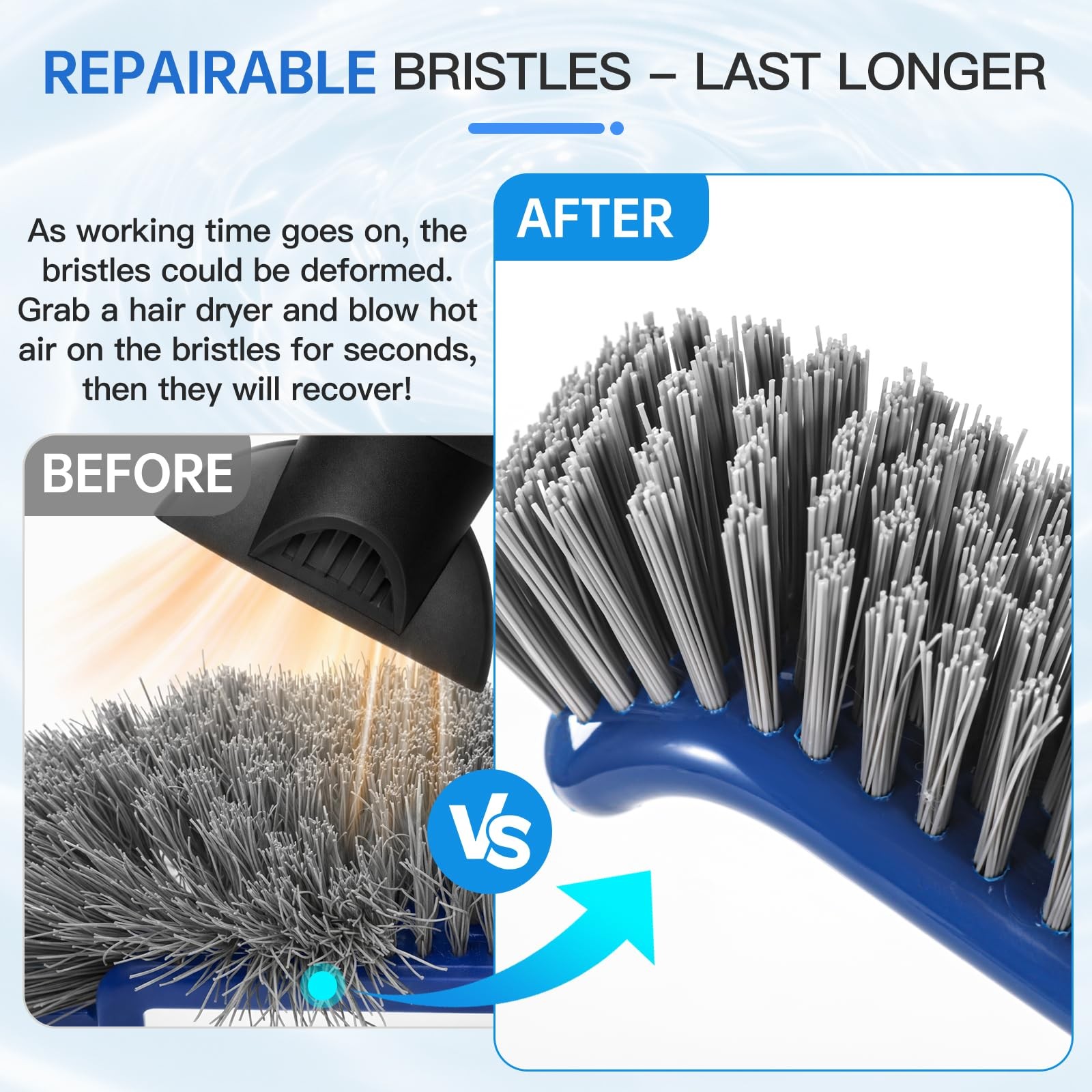 17 Inch Pool Brush Head Curved Ends Pool Broom Scrub Brush for Walls Bathtubs gallery