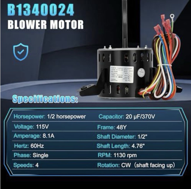 Furnace Blower Motor 1/2 HP 115v Replaces Zhongshan Broad-Ocean Y7L623E21 gallery
