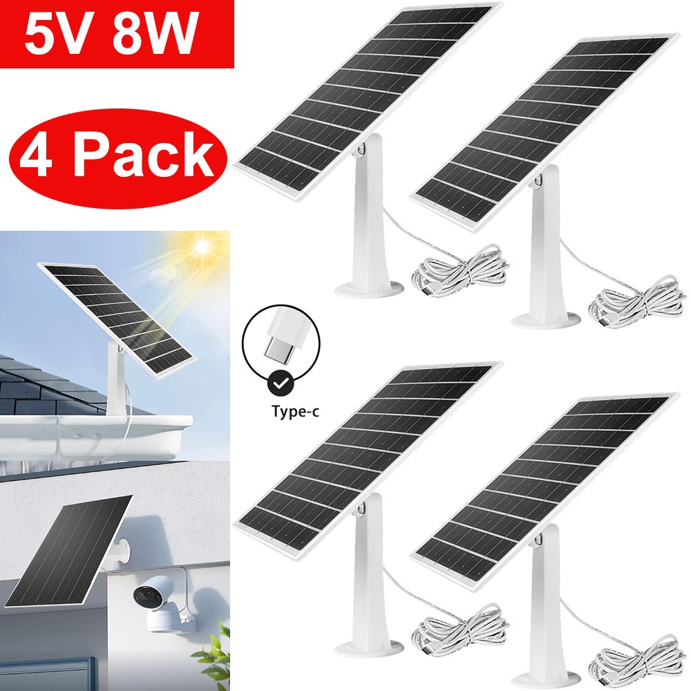 4 Pack Solar Panel for Ring Spotlight Camera/Stick Up Cam Battery Charger 8W 5V gallery