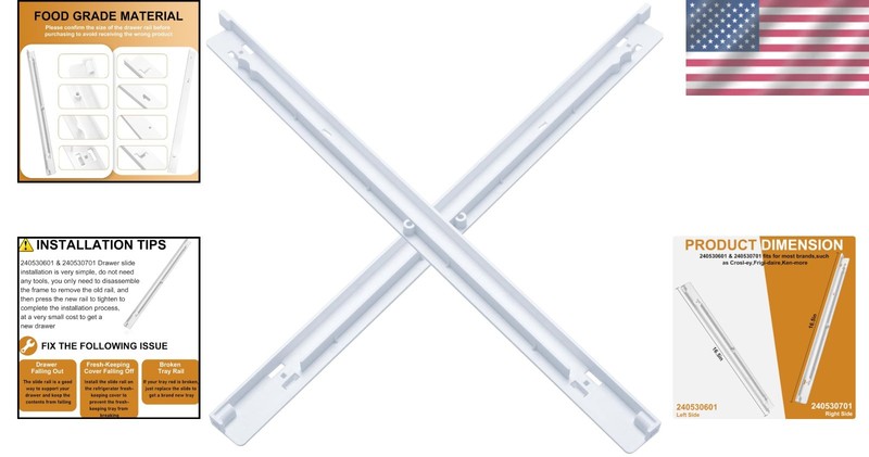 Refrigerator Drawer Slide Rail Set 240530601 & 240530701 for FrigiDaire & Ken... gallery