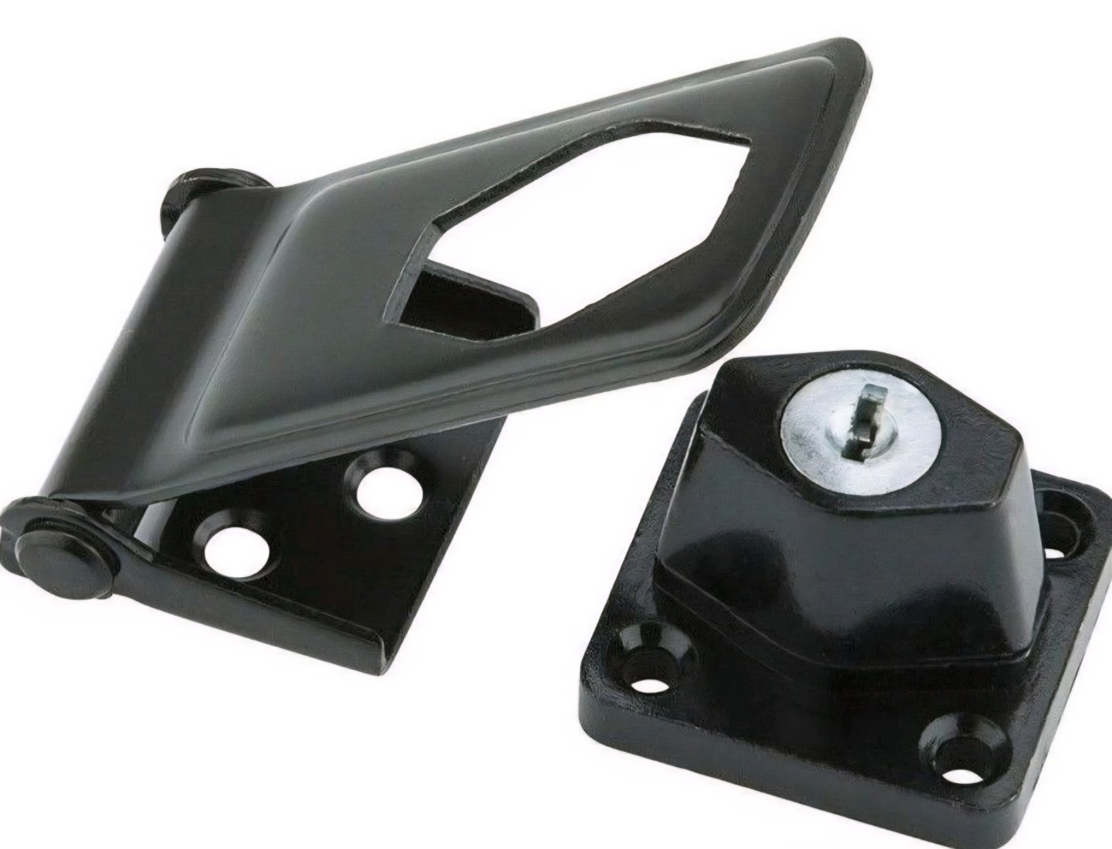Gate House 3 1/2" Black Locking Safety Hasp w/2 Keys 803707 NOS Shed Cabinet gallery