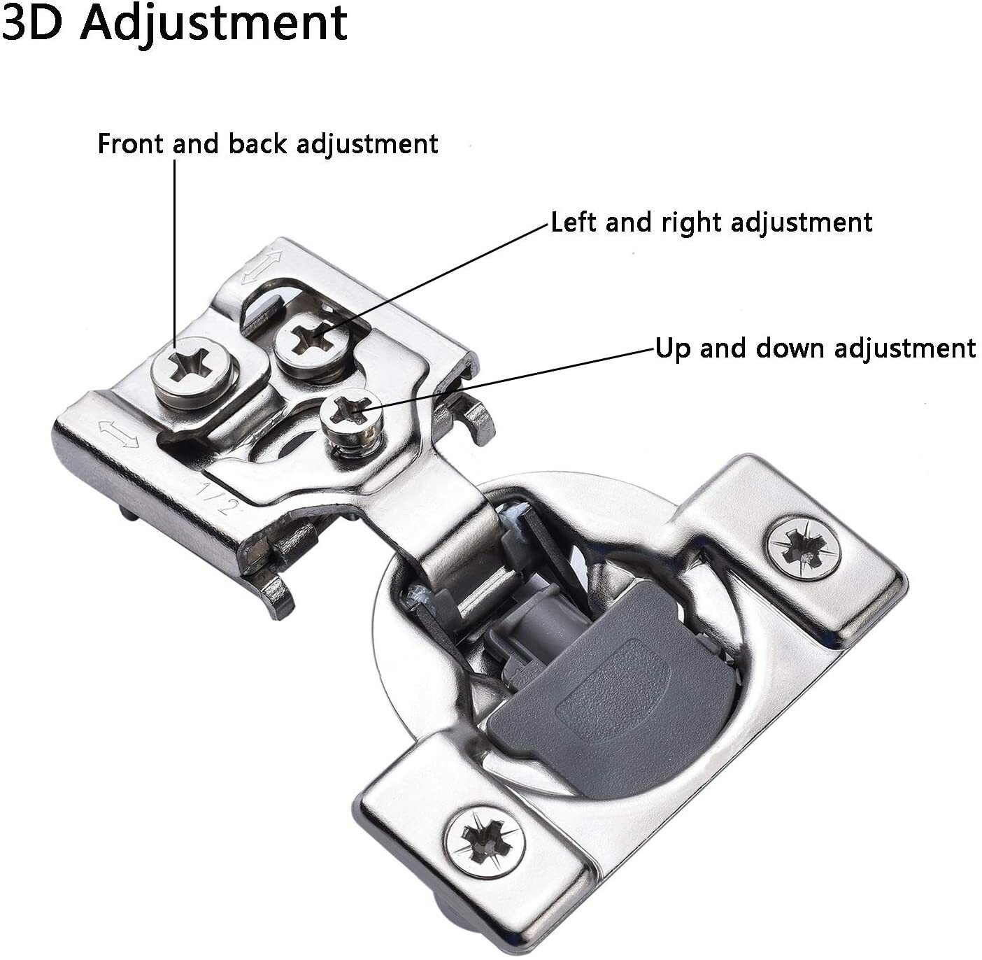 Compact Soft Close Face Frame Cabinet Hinges 3D Adjustment 1/2" Overlay gallery
