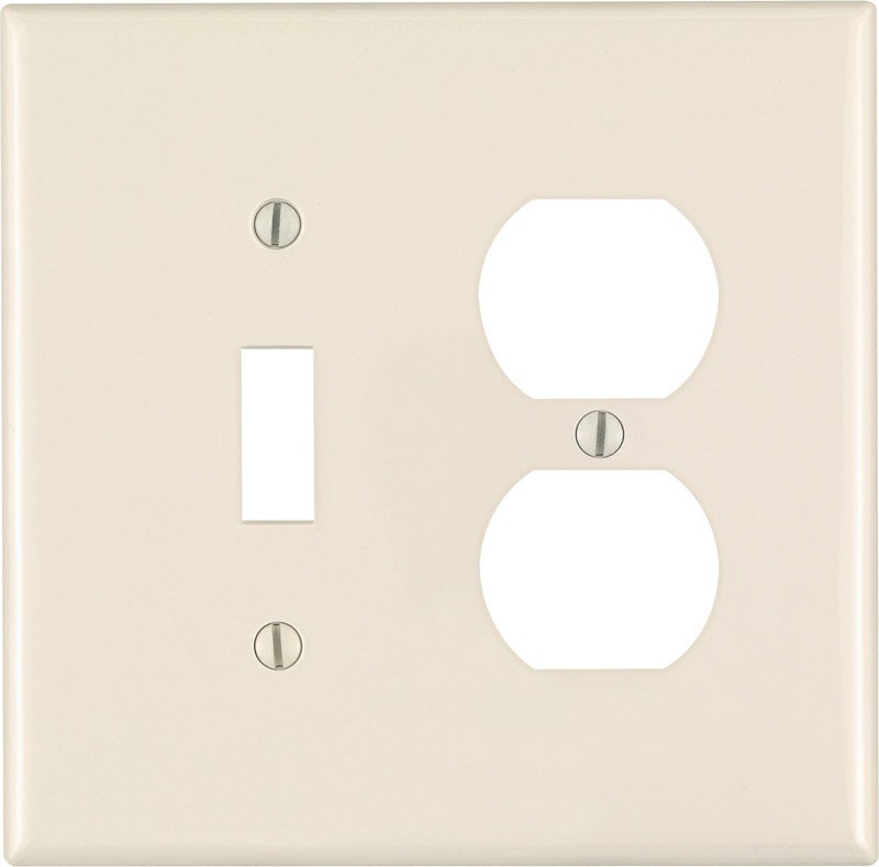 Leviton 0PJ18-00T Almond Nylon Duplex/Toggle Wallplate 4-7/8 Hx4-15/16 W in.