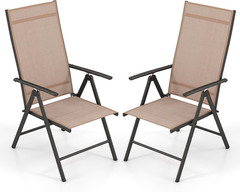 2 Pack Folding Patio Chairs, High Back Outdoor Chairs with 7-Level Adjustable Hi