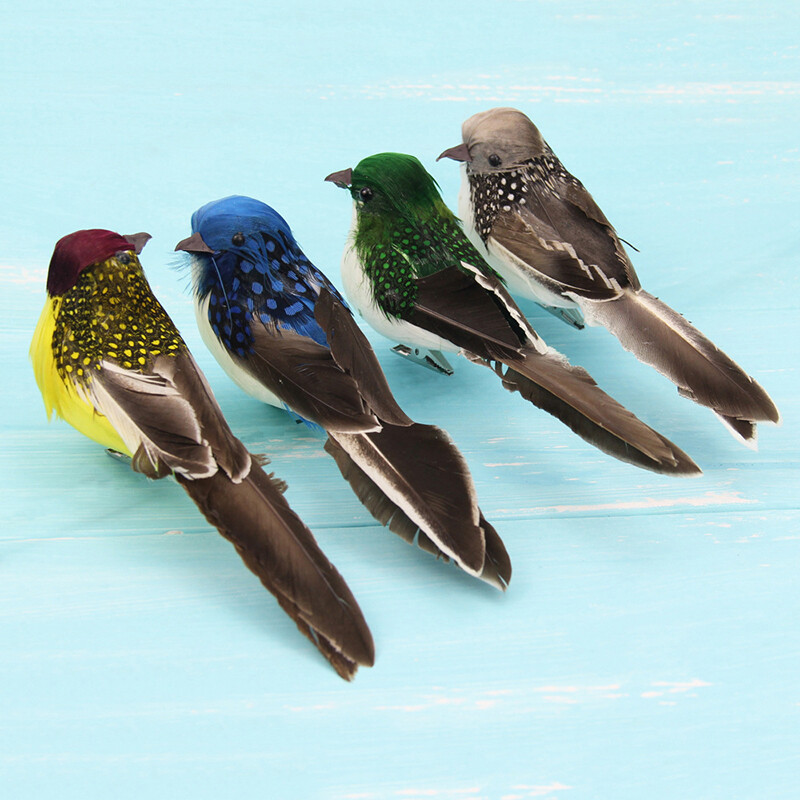 4pcs Mini Artificial Birds Fake Feather Foam Sparrow Home Garden Ornaments Craft gallery