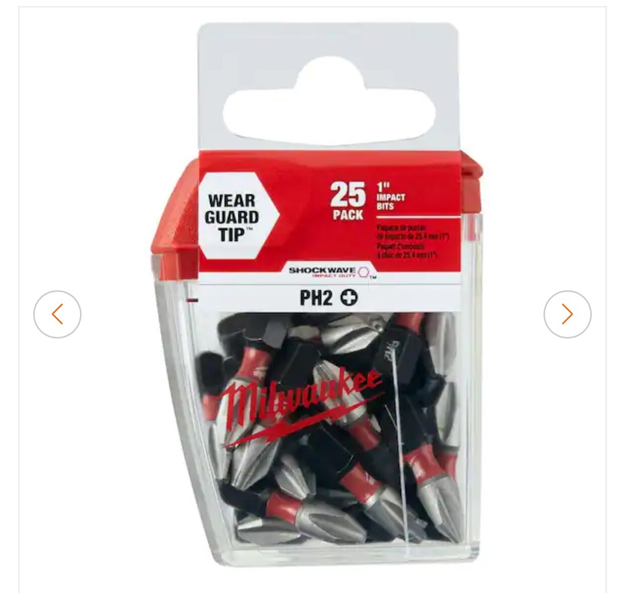 Milwaukee 48-32-4604, Shockwave 1-In. Phillips #2 Steel Impact Bit Set (25-Bits) gallery