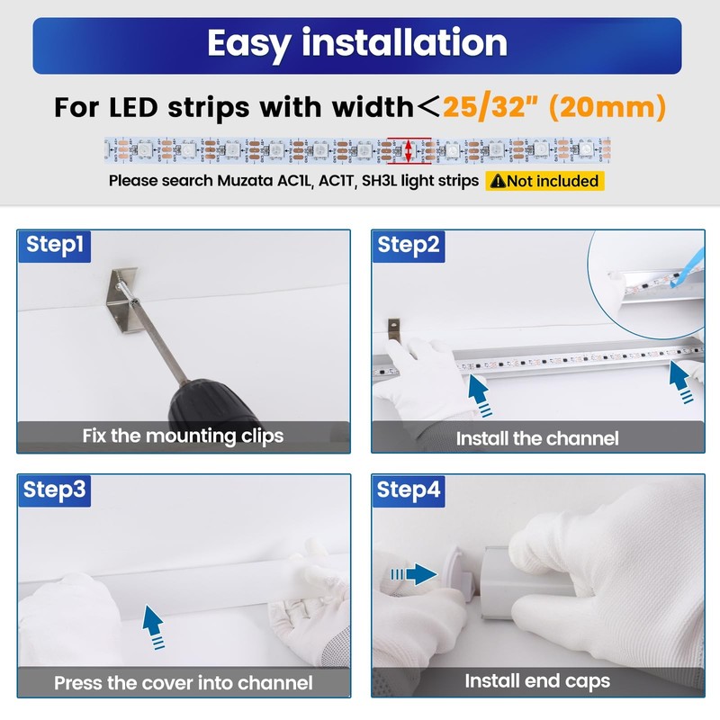 6Pack 3.3FT/1M Plus-Size Spotless V Shape LED Channel Silver Aluminum LED Dif... gallery