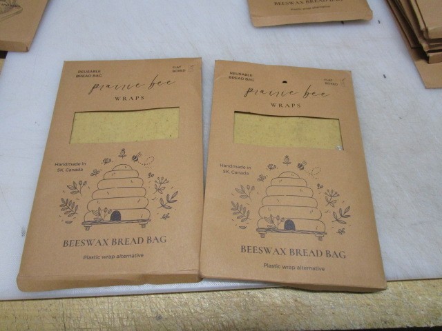 2 PACK Beeswax FLAT Wraps Food Bread Bag 15X12 INCHES PRAIRIE BEE CANADA gallery