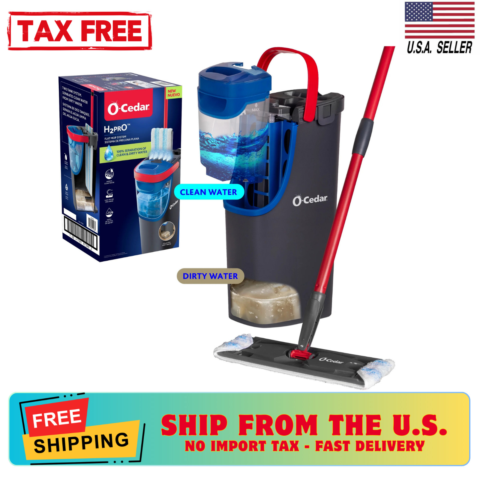 New - O-Cedar H2prO Flat Mop System, Freeship gallery