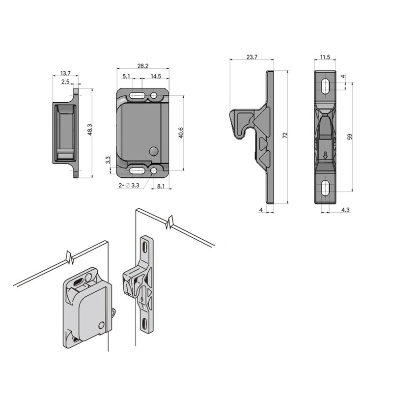 8 Pack Grabber Catches 8 LB Pull Force Cabinet Doors Push to Close Latch RV gallery