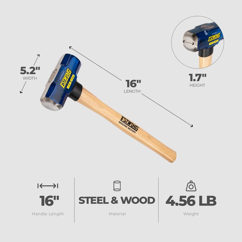 Estwing 4 Pound Head Hard Face Stake Sledge Hammer with 16 Inch Hickory Handle gallery